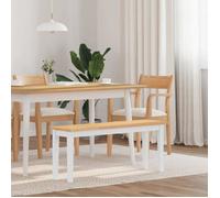Banc - 110 cm - Bois d'hévéa massif - Blanc - Élégance Chic