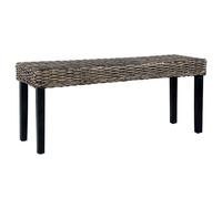 Banc 110 Cm Noir Rotin Naturel Kubu Et Bois De Manguier Massif Noir