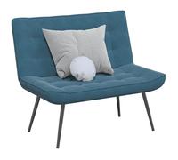 Banc - 110 x 74 x 84 cm - Velours bleu - Cadre métal et contreplaqué - Rembourrage mousse