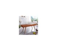 Banc 117x38x51 cm avec assise cuir et piétement en manguier