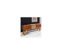 Banc 120x29x53 cm en cuir de chèvre et pieds en manguier