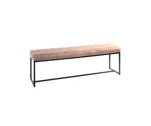 Banc 150x38x48 cm en cuir marron et métal noir