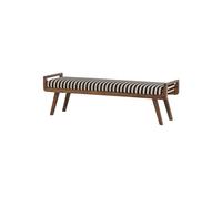 Banc 157 cm bois brun et tissu rayé noir/blanc Valo