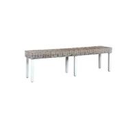Banc 160 Cm Blanc Rotin Naturel Kubu Et Bois De Manguier Massif