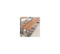 WOHNLING Banc Bagli 160x40x45 cm Bois Massif Acacia Naturel | banc de table au style campagne pieds en métal, banc en bois jusqu'à 200 kg, pièce unique