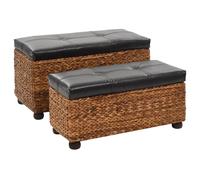 vidaXL Lot de 2 Ensemble de Banc Jacinthe d'Eau, Banc de Rangement, Meubles de Salon, Banc de Pied de Lit Entrée Salle de 246108