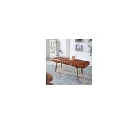 Banc 2 places 115x38x53 cm en cuir de chèvre et manguier massif