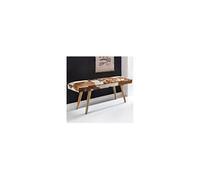 Banc 2 places 120x40x52 cm en cuir de chèvre marron et blanc