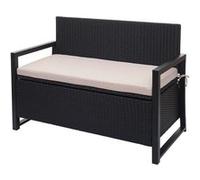 Banc 2 Places En Polyrotin Hwc-F39, Banc De Jardin Banc, Compartiment De Rangement Anthracite, Coussins Beige Gris