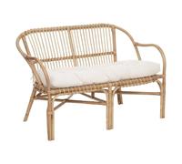 Atmosphera – Banquette 2 places Neta – rotin et coton – 110 cm naturel et blanc