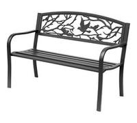 Outsunny Banc de jardin 3 places style rural chic 127×60×85 cm métal époxy anticorrosion Noir