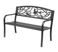 Outsunny Banc de jardin 3 places style rural chic 127×60×85 cm métal époxy anticorrosion Noir