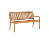 vidaXL Banc de jardin 3 places empilable 159 cm Bois de teck solide Marron G