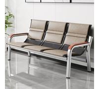 Banc 3 places en cuir pour entrée, siège de réception rembourré avec dossier et accoudoirs en bois massif, idéal pour les salles d'attente, les aéroports, les banques et les hôpitaux