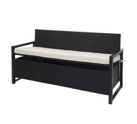 Banc 3 Places En Poly Rotin Hwc-F39, Banc De Jardin Banc Coffre Anthracite, Coussin Crème Gris
