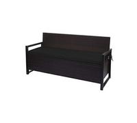 Poly-Rattan Banc 3 Places Hwc-F39, Banc De Jardin Coffre, Rangement Coussin D'assise Brun, Coussin Noir Noir