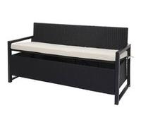Banc 3 Places En Poly Rotin Hwc-F39, Banc De Jardin Banc Coffre Anthracite, Coussin Crème Gris