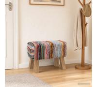 banc 60 x 30 x 45 cm Cuir véritable en d'entrée bois de manguier 2 places vidaXL