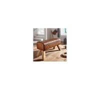 Banc 89x35x46 cm en cuir véritable de chèvre et manguier massif