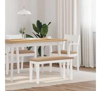 vidaXL Banc 90 cm blanc en bois d'hévéa massif avec coussin rembourré