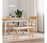 Banc - 90 cm - Bois d'hévéa massif - Blanc et naturel - Élégance chic