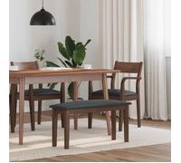 Banc - 90 cm - Bois d'hévéa massif - Coussin rembourré - Marron/Noir