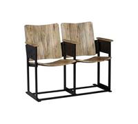 Banc À 2 Places Bois De Manguier Massif Et Acier - Vidaxl Marron