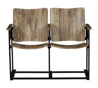 Banc À 2 Places Bois De Manguier Massif Et Acier - Vidaxl Marron