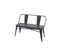 Banc à 2 places, HWC-H10, pour vestiaire, salle à manger, design industriel-vintage, similicuir noir-gris