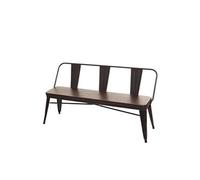 Banc à 3 places, HWC-H10,salle à manger, design chesterfield,industriel,gastronomie,similicuir noir-marron