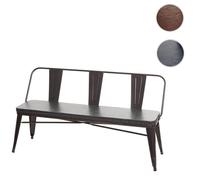 Banc à 3 places, HWC-H10, pour salle à manger,design chesterfield, industriel,gastronomie,similicuir noir-gris
