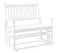Banc à bascule blanc en bois massif de peuplier 118 x 70 x 104,5 cm avec accoudoirs et design ergonomique pour terrasse, jardin et véranda pour se détendre et se balancer