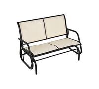 Banc à bascule de jardin 2 places design contemporain grand confort accoudoirs assise et dossier ergonomique acier textilène beige