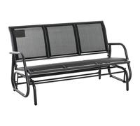 Banc À Bascule De Jardin 3 Places Design Contemporain Grand Confort Accoudoirs Assise Et Dossier Ergonomique Acier Textilène Noir
