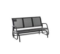 Outsunny Banc à Bascule de Jardin 3 Places Design Contemporain Grand Confort accoudoirs Assise et Dossier Ergonomique Acier textilène Noir