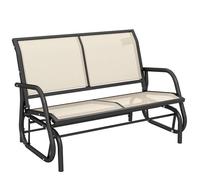 Banc à bascule de jardin - Outsunny - 2 places accoudoirs assise ergonomique terrasse - acier textilène - beige