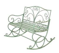 Banc à bascule en métal vert vieilli - Banc de jardin - Balançoire de jardin