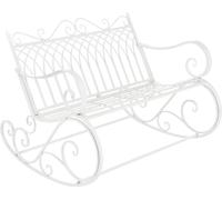 Banc à bascule Greenough 85x113x95cm Balançoire de jardin pour 2 personnes en style campagnard blanc métal [en.casa]