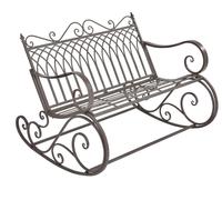 Banc à Bascule Greenough Vintage Métal Vert Foncé Patine Grise Claire [en.casa]