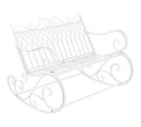 [en.casa] Banc à Bascule de Jardin Vintage Robuste Meuble Design pour Usage Extérieur pour 2 Personnes Capacité de Charge 200 kg Métal 85 x 113 x 95 cm Blanc