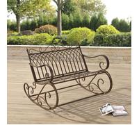 [en.casa] Banc à Bascule de Jardin Vintage Robuste Meuble Design pour Usage Extérieur pour 2 Personnes Capacité de Charge 200 kg Métal 85 x 113 x 95 cm Bronze