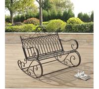 [en.casa] Banc à Bascule de Jardin Vintage Robuste Meuble Design pour Usage Extérieur pour 2 Personnes Capacité de Charge 200 kg Métal 85 x 113 x 95 cm Vert Foncé Patine Grise Claire