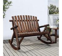 Banc à bascule jardin 2 places en bois massif épicéa 123x96x102 cm, banc à bascule extérieur confortable pour terrasse et jardin, design Adirondack avec cadre robuste, capacité 110 kg par siège