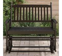 Banc à bascule noir 118 x 70 x 104,5 cm en bois de peuplier massif, confortable pour jardin, terrasse et véranda, meuble d'extérieur durable pour se détendre
