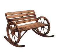 Banc à Bascule Outsunny en Bois, Banc oscillant avec accoudoirs, Banc de Jardin 2 Places, Banc en Bois pour Jardin, Balcon, supporte jusqu'à 240 kg, carbonisé, 105 x 88 x 74 cm