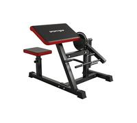 Banc à biceps preacher curl assise réglable 5 niveaux charge max. 120 Kg acier noir rouge
