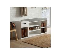 Banc à chaussures 1 tiroir 100x30x45 cm décor blanc et gris