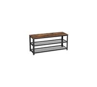 Banc à Chaussures 100 x 30 x 45 cm Marron Rustique et Noir LBS078B01