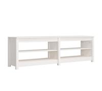 Banc à chaussures 160x36,5x50 cm en pin massif avec 4 étagères et rangement blanc rustique
