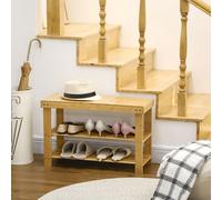 HOMCOM Banc à chaussures en bambou 3 niveaux charge 136 kg scandinave 70×28×45 cm bois naturel